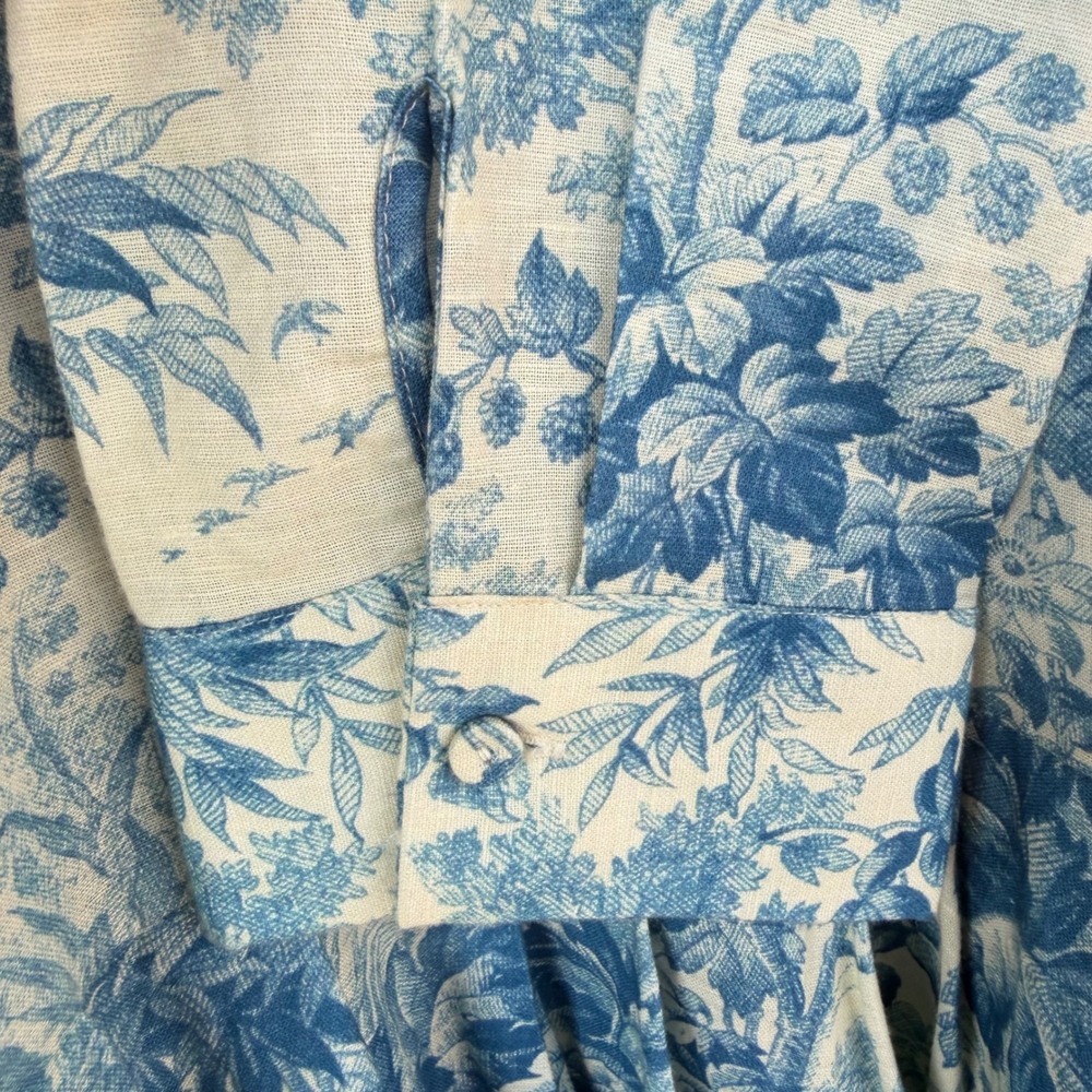 Tuckernuck Misty Blue Toile Tate Dress Size XL Linen Blend Excellent Condition - Picture 11 of 15